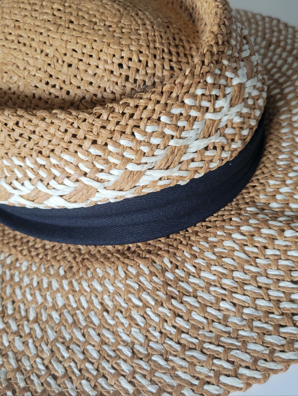 by Anthropologie Woven Straw Sun Hat with Black Band and White Accents - Picture 8 of 14